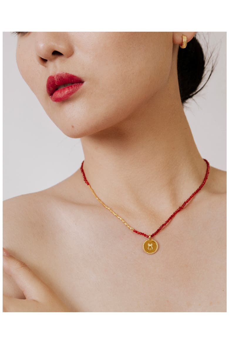 Mini Nugget Stone Beaded Necklace, Alternate, color, YELLOW GOLD