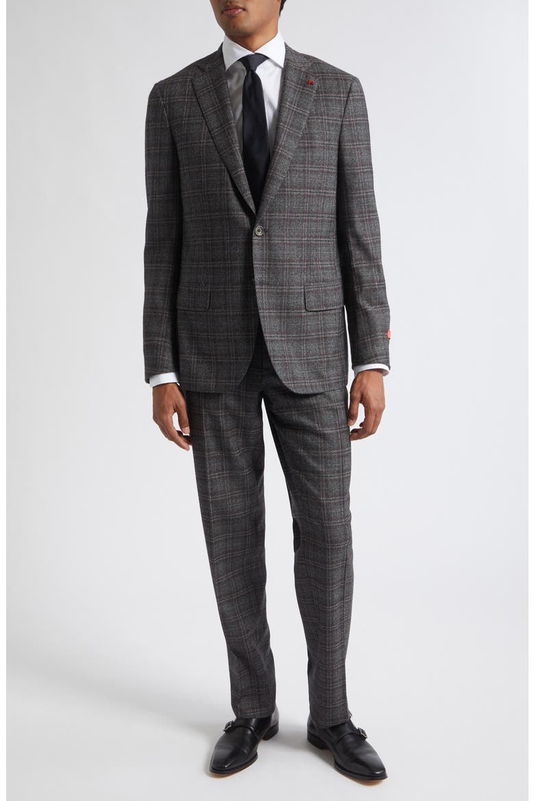 Delain Over Check Wool Suit, Main, color, GREY 970