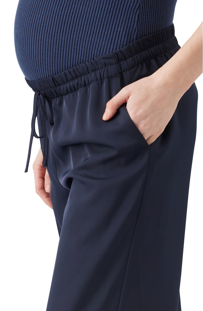 Ripe Maternity Tamara Satin Pull-On Pant, Alternate, color, Midnight
