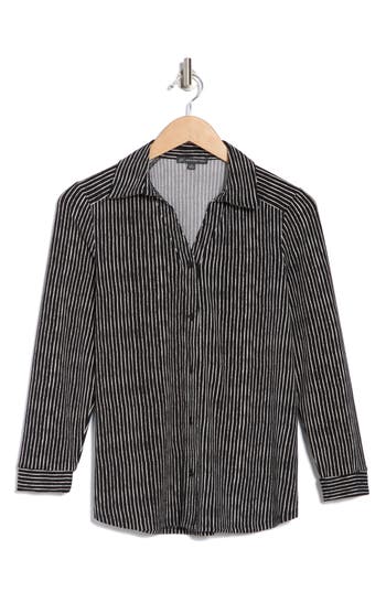 ADRIANNA PAPELL ADRIANNA PAPELL MOSS CREPE BUTTON FRONT SHIRT 