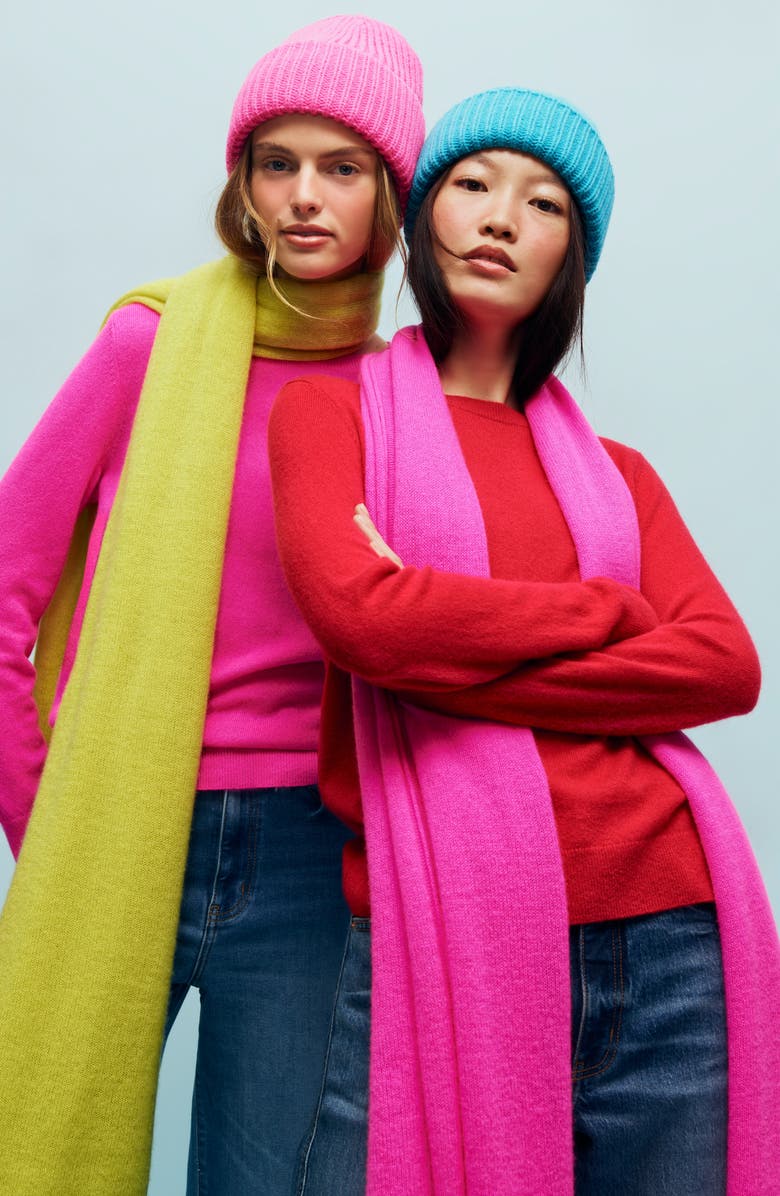 Nordstrom Cashmere Scarf, Alternate, color, Pink Neon