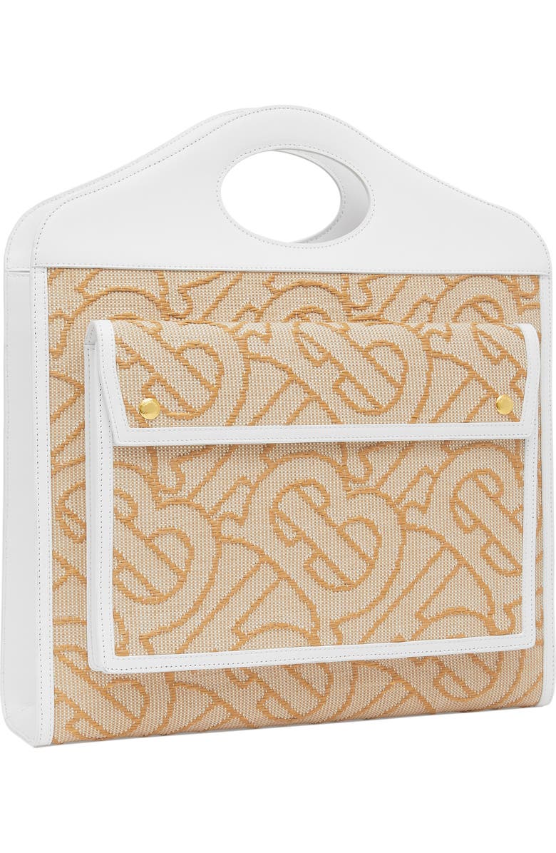 Burberry Medium Woven TB Monogram Canvas & Leather Tote, Alternate, color,