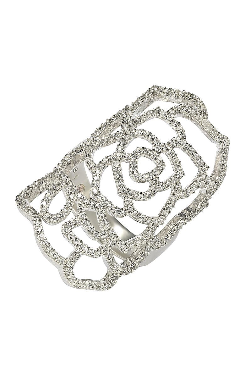 SUZY LEVIAN Sterling Silver CZ Armor Ring, Main, color, White