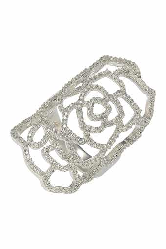 SUZY LEVIAN Sterling Silver CZ Armor Ring