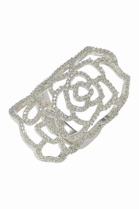 SUZY LEVIAN Sterling Silver CZ Armor Ring