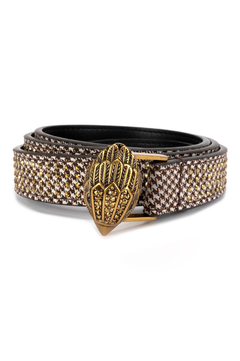 Crystal Houndstooth Belt, Main, color, GOLD