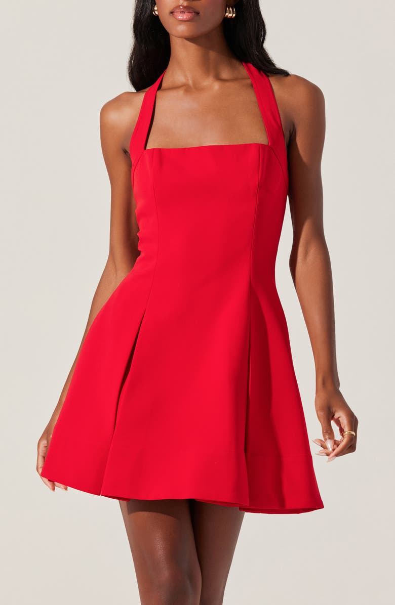 ASTR the Label Lilibeth Pleated Halter Minidress, Alternate, color, Red