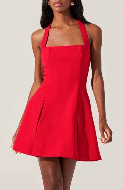 Astr The Label Lilibeth Pleated Halter Minidress In Red