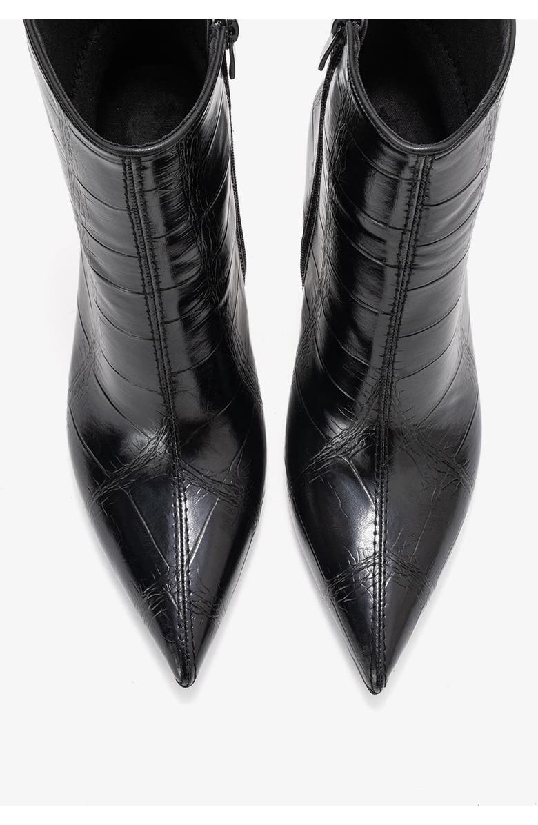 Prologue Shoes Crista Pointed Toe Bootie, Alternate, color, Black Print Faux Leather