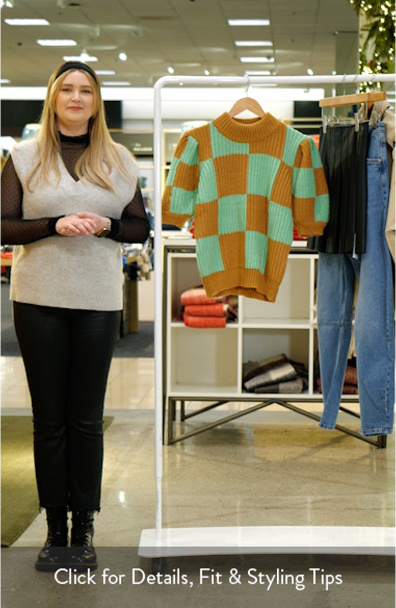 Check Pattern Short Sleeve Shaker Stitch Sweater, sales video thumbnail