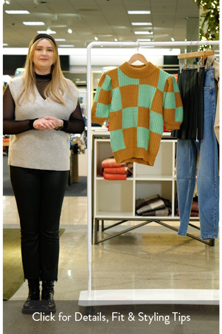 Check Pattern Short Sleeve Shaker Stitch Sweater video