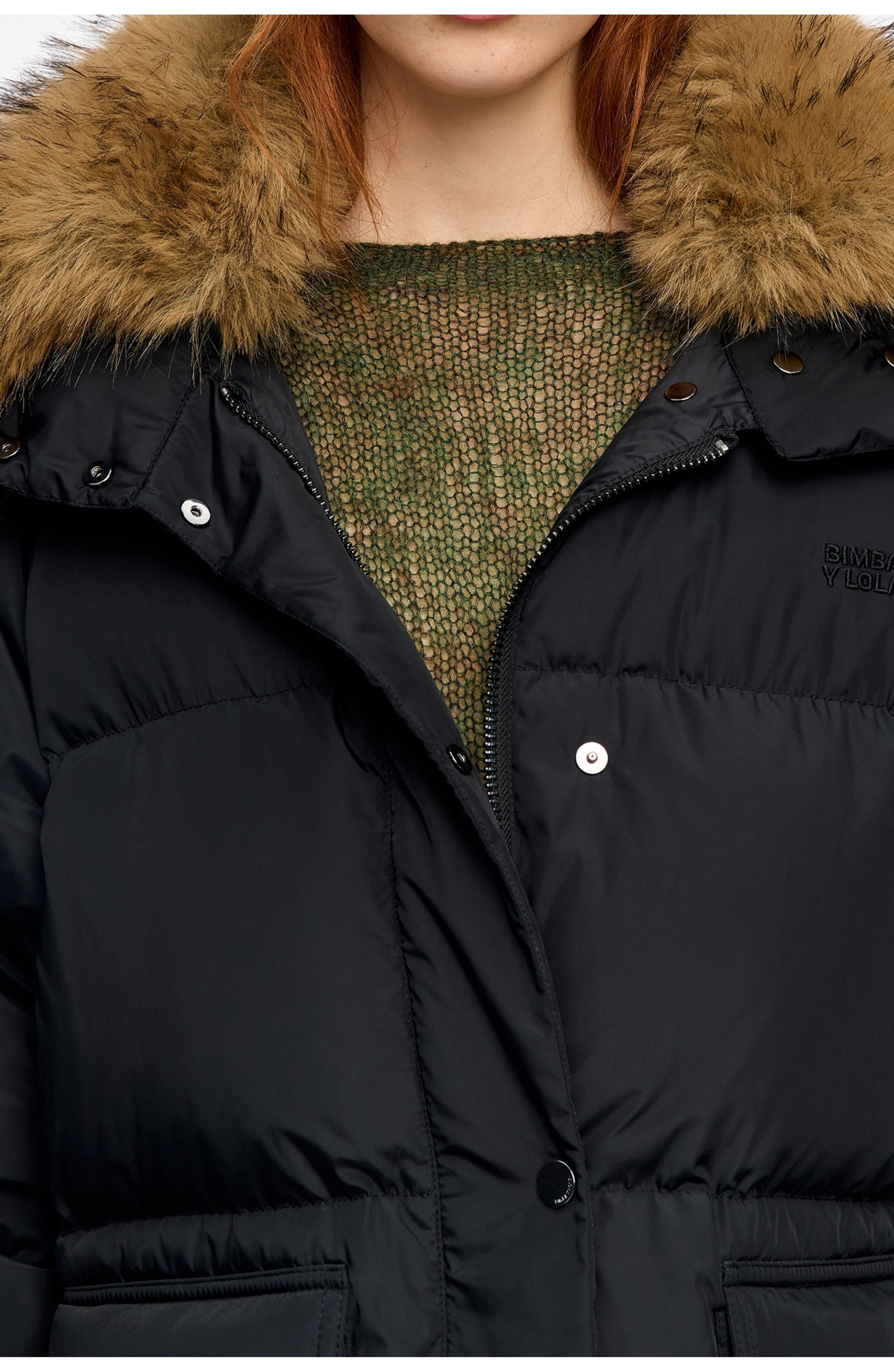 Down Jacket With Fur Collar Adjustable Hem - image 2