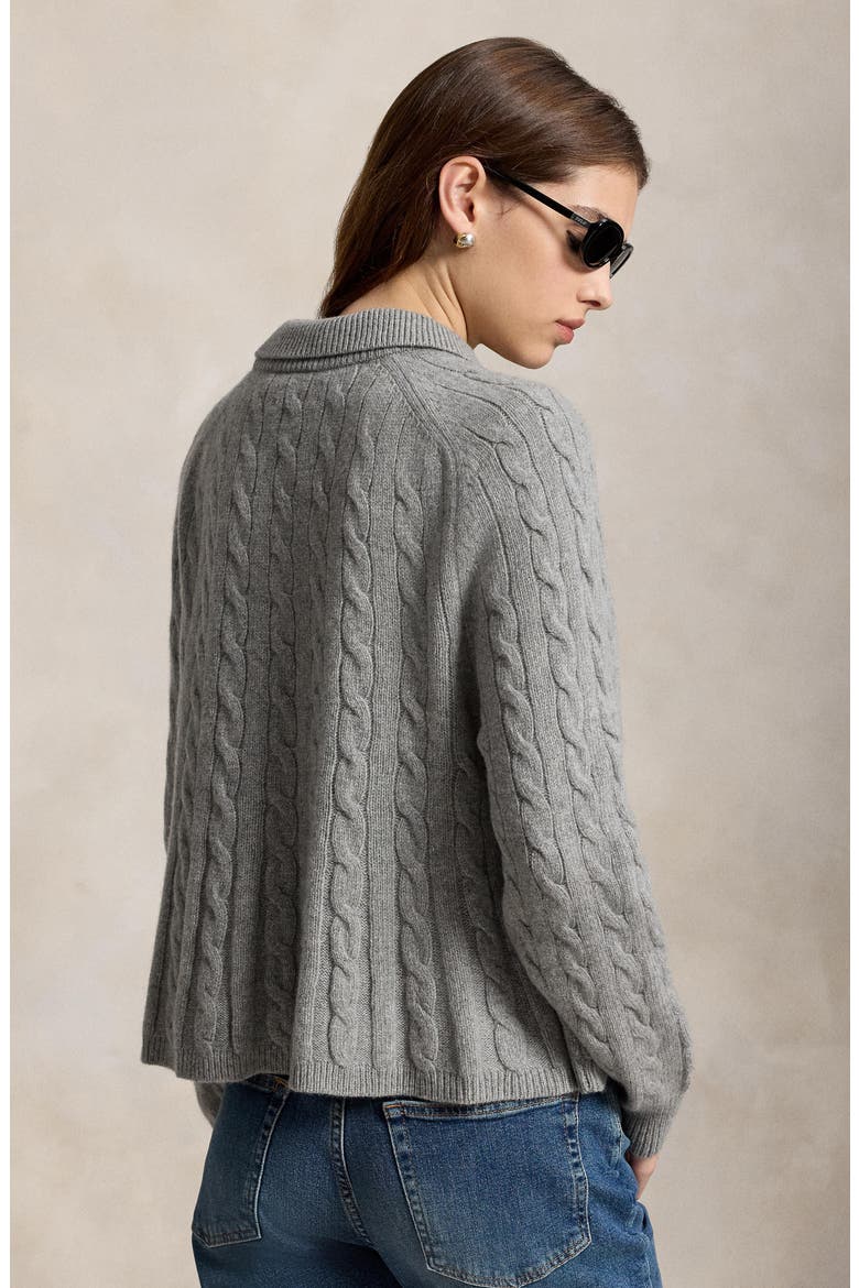 Cable Knit Wool and Cashmere Sweater, Alternate, color, OUTPOST GRAY HEATHER