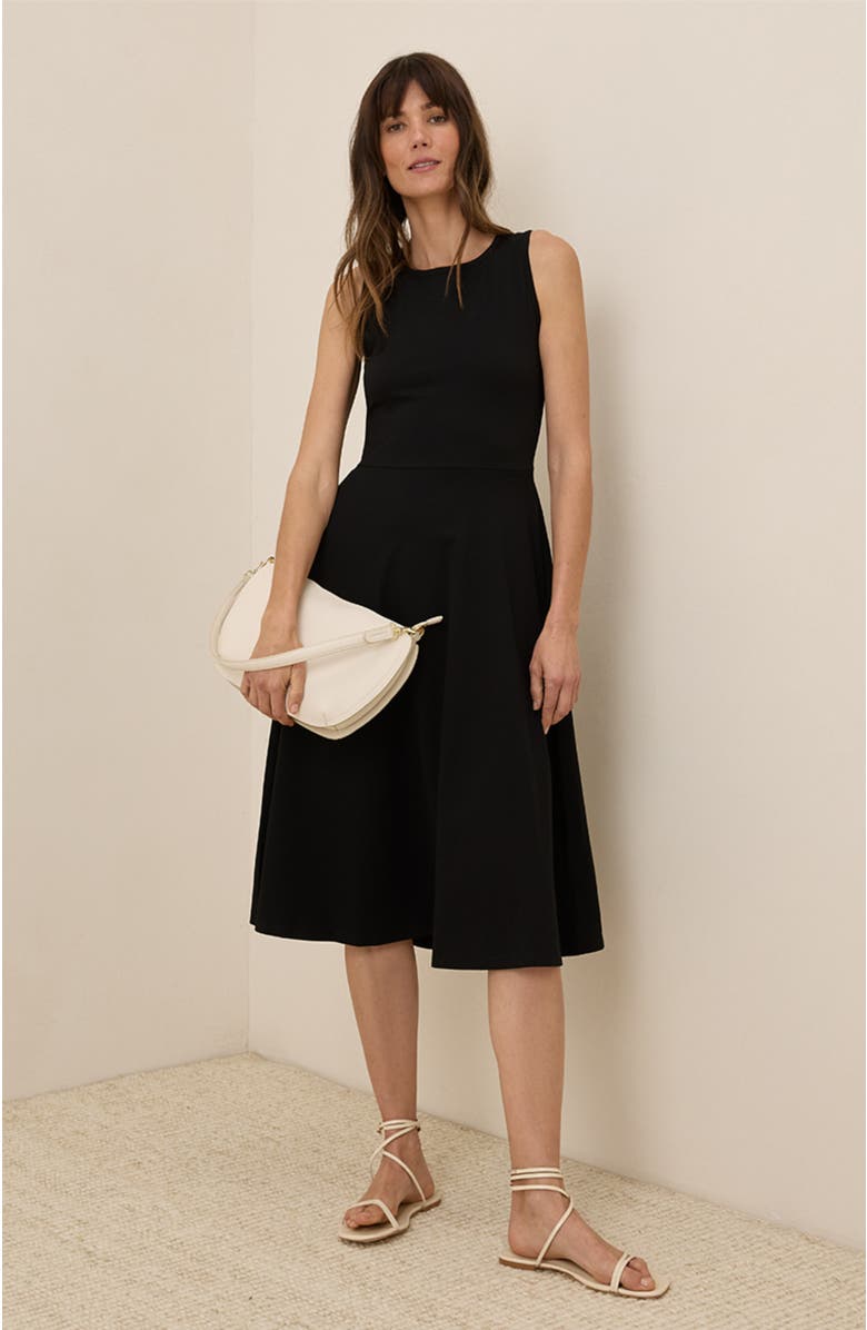 Pact Organic Cotton Fit & Flare Keyhole Back Dress, Main, color, Black