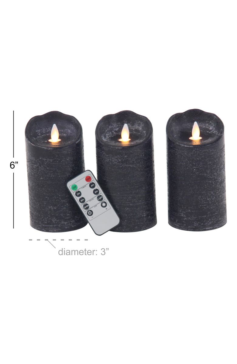 SONOMA SAGE HOME Black Wax Traditional Flameless Candle with Remote Control - Set of 3, Alternate, color, Black