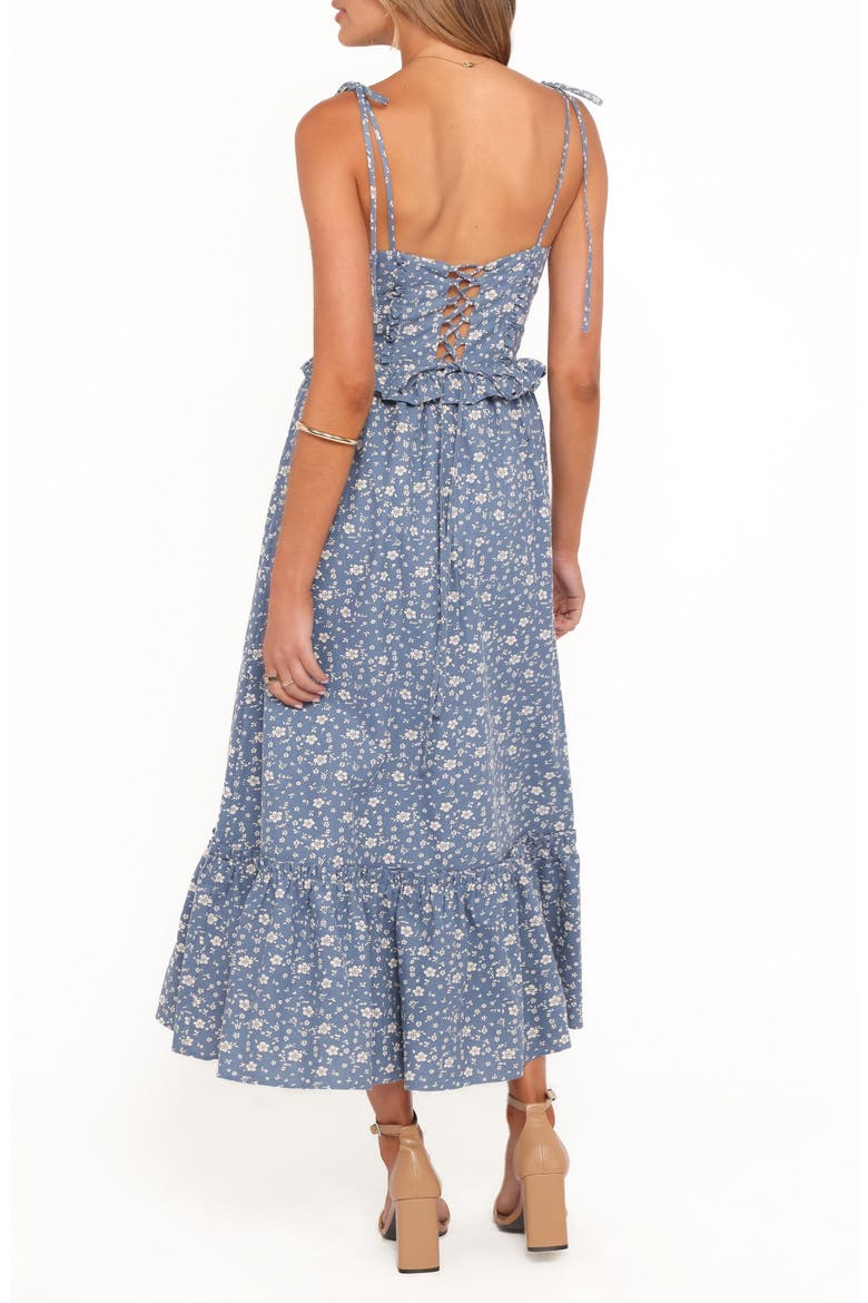 Karie Tie Strap Midi Dress, Alternate, color, BLUE FLORAL