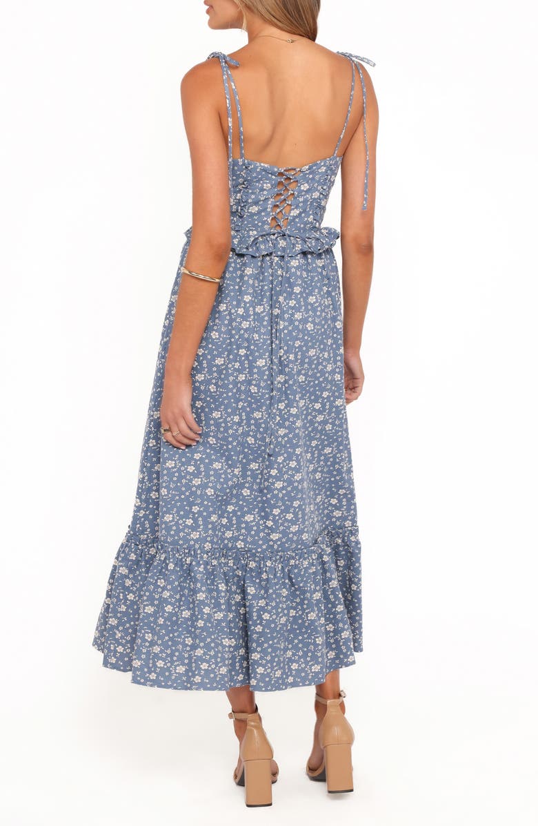 Petal & Pup Karie Tie Strap Midi Dress, Alternate, color, Blue Floral