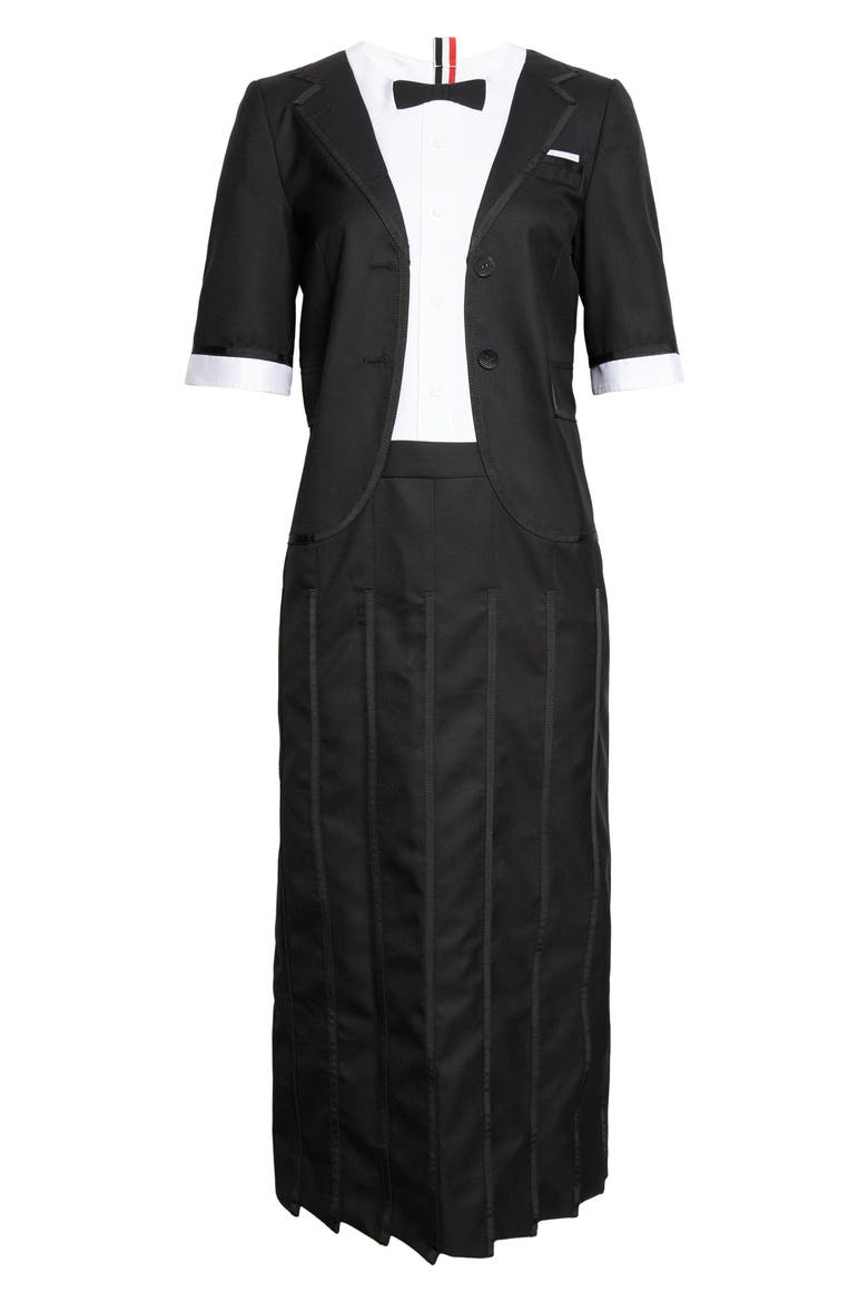 Super 120's Wool Twill Trompe Dress, Main, color, BLACK