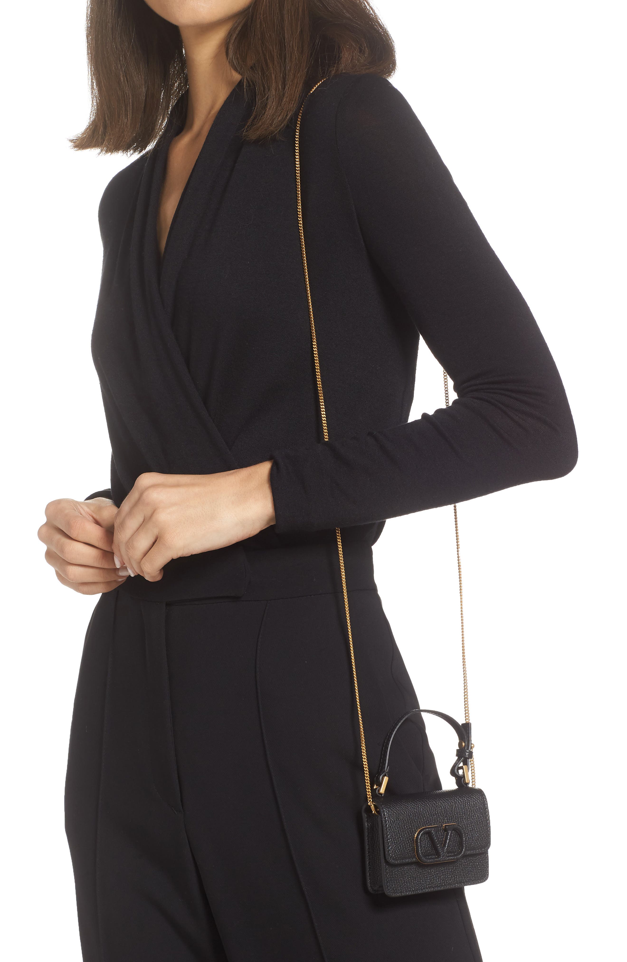 Valentino Garavani Micro VLOGO Leather Top Handle Bag, Alternate, color, 