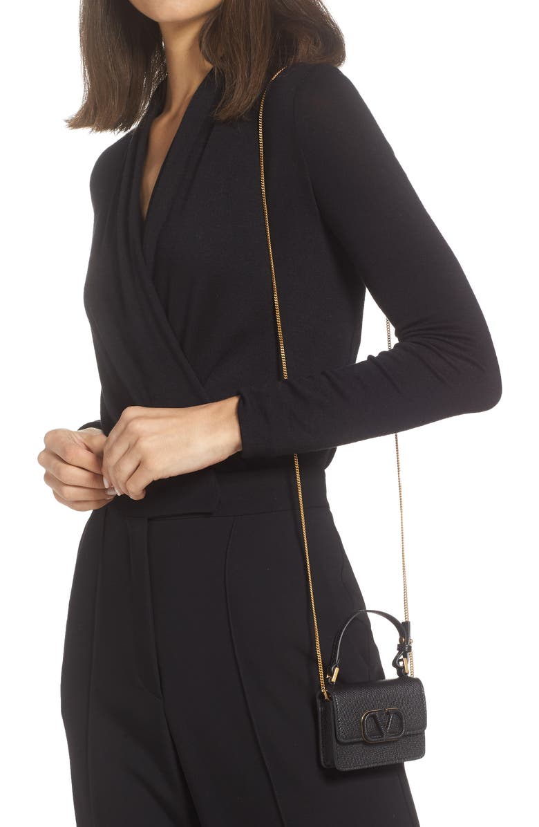 Valentino Garavani Micro VLOGO Leather Top Handle Bag, Alternate, color,