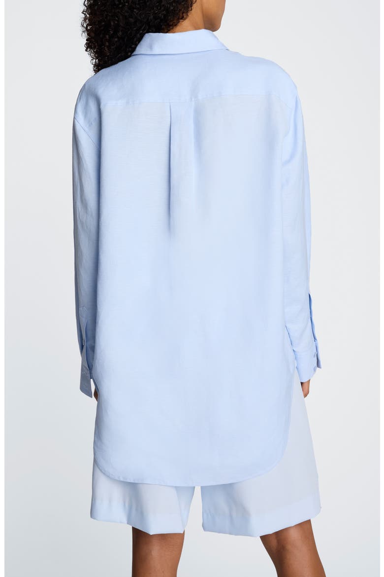 Long Linen Blend Button-Up Shirt, Alternate, color, BLUE DAWN