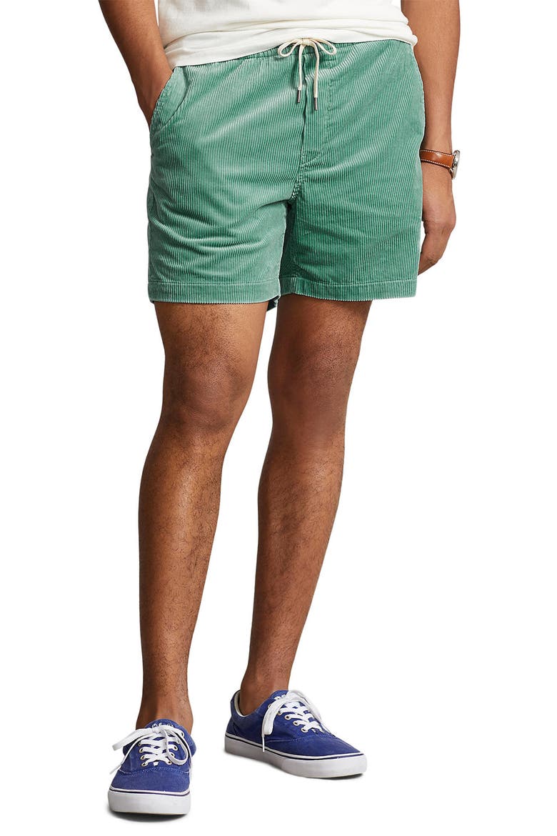 Corduroy Drawstring Shorts, Main, color, SEAFOAM GREEN