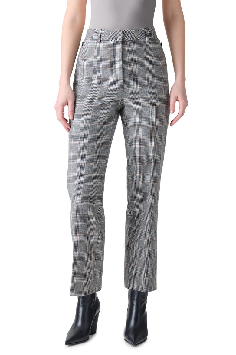 Faria Check Cashmere Ankle Pants, Main, color, BLACK-TERRA