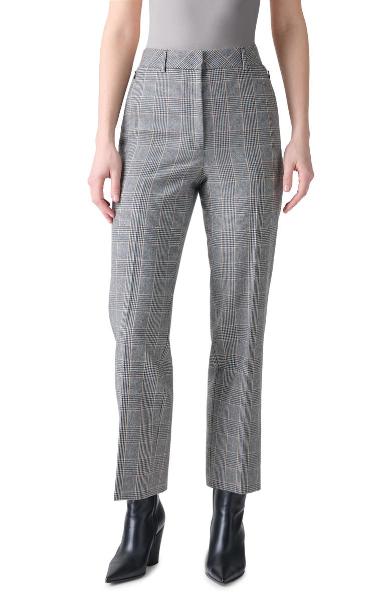 Akris Faria Check Cashmere Ankle Pants, Main, color, Black-Terra