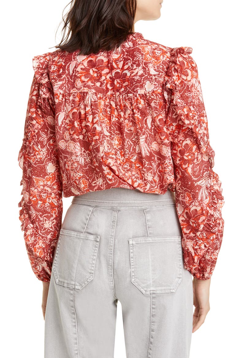 Rana Ruffle Floral Blouse, Alternate, color, CORAL