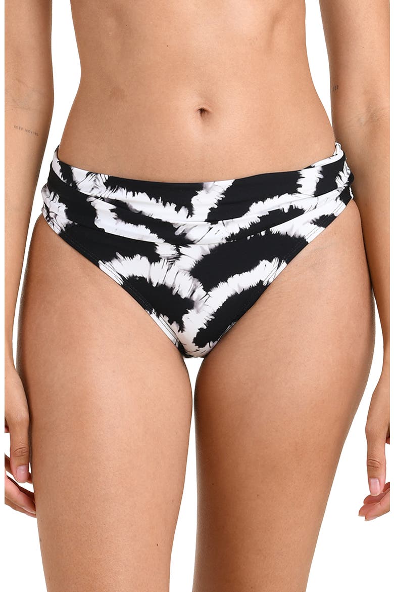 Woven Shadows Shirred Bikini Bottoms, Main, color, BLACK