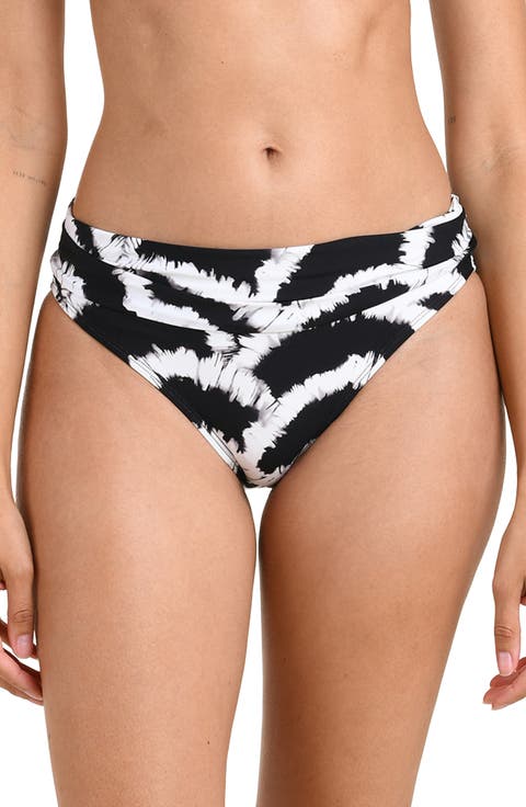 Woven Shadows Shirred Bikini Bottoms