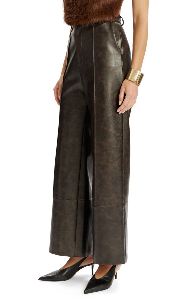 Bardot Marlowe Faux Leather Wide Leg Pants, Alternate, color, 