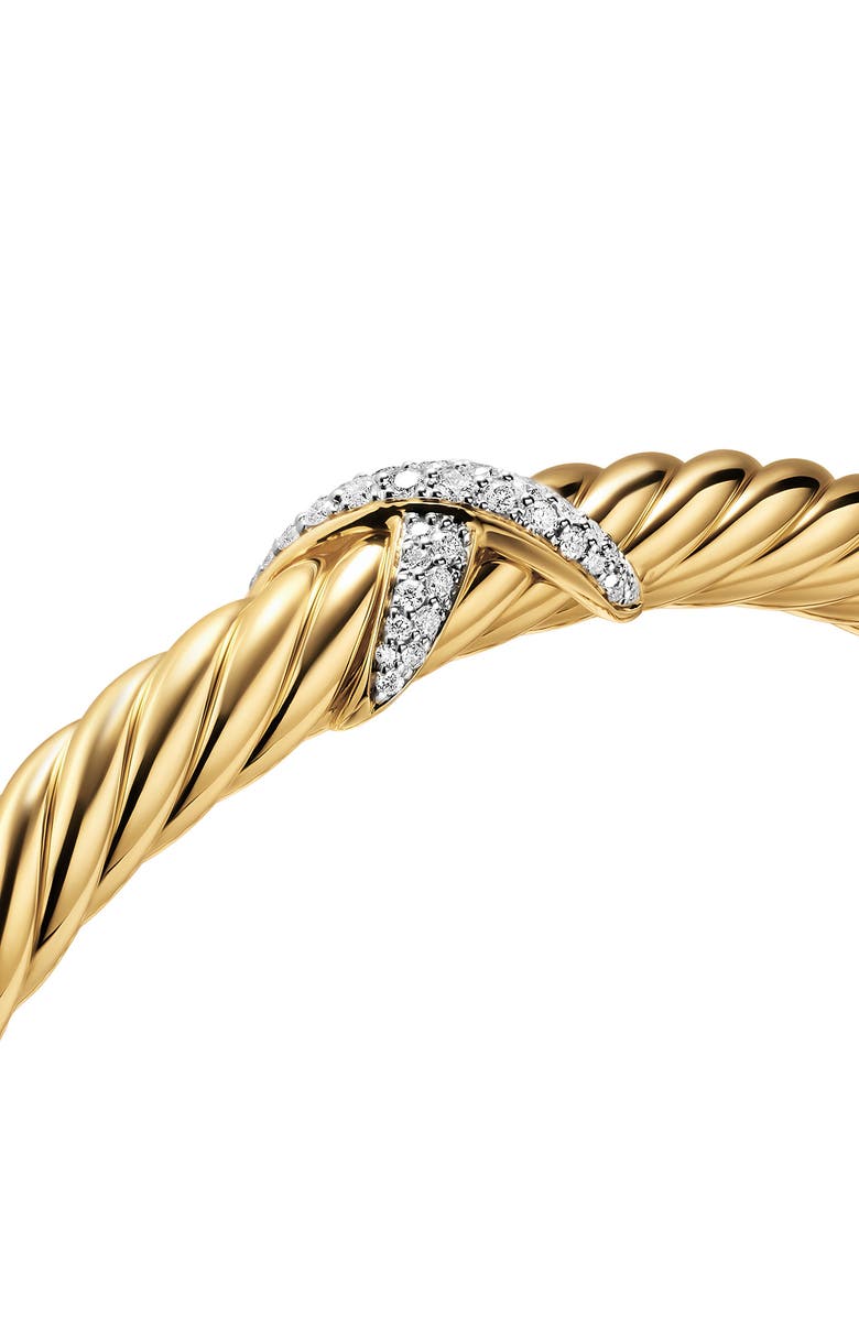 David Yurman Cablespira<sup>®</sup> Flex Diamond X Bracelet, 6mm, Alternate, color, Gold