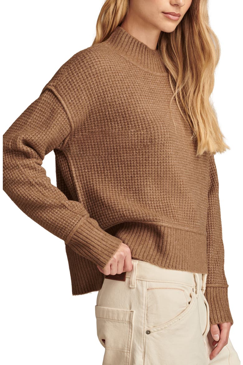 Waffle Stitch Mock Neck Sweater, Alternate, color, CHOCOLATE TORTE