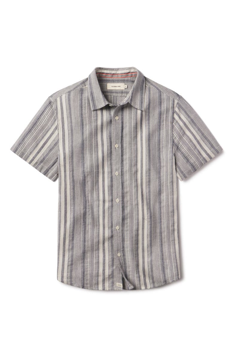 The Normal Brand Freshwater Everyday Short Sleeve Button-Up Shirt, Alternate, color, Positano Stripe