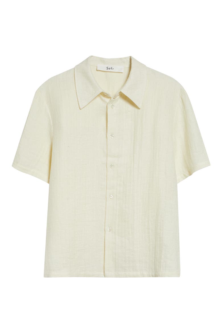 Dayot Short Sleeve Cotton & Linen Button-Up Shirt, Alternate, color, DOG DAYS ECRU