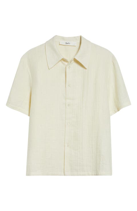 Dayot Short Sleeve Cotton & Linen Button-Up Shirt