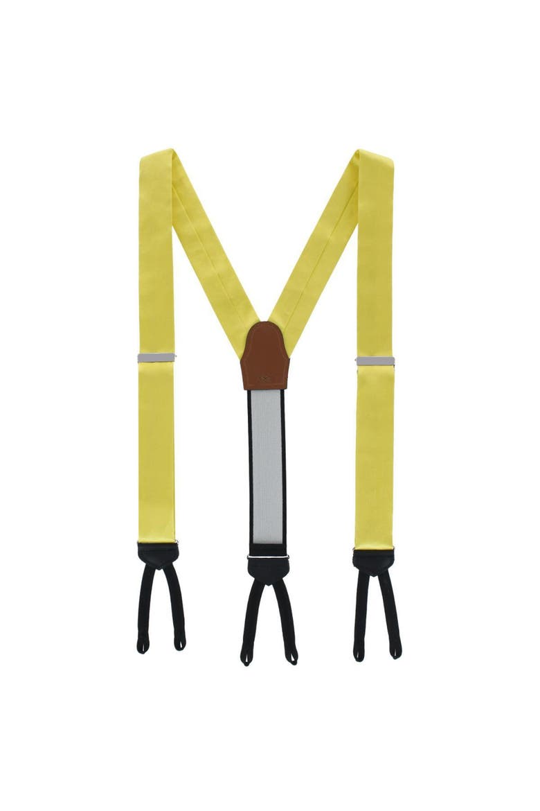 Sutton Solid Color Silk Formal Suspenders | Y-Back, Adjustable Braces, Alternate, color, Yellow