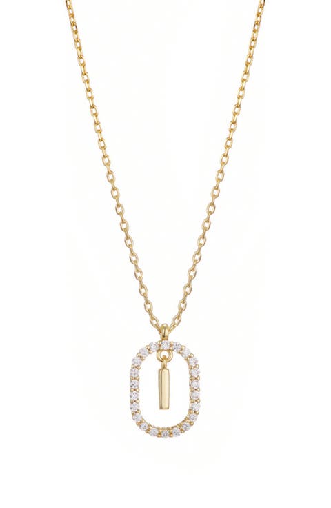 Floating Letter Initial Cubic Zirconia Pendant Necklace