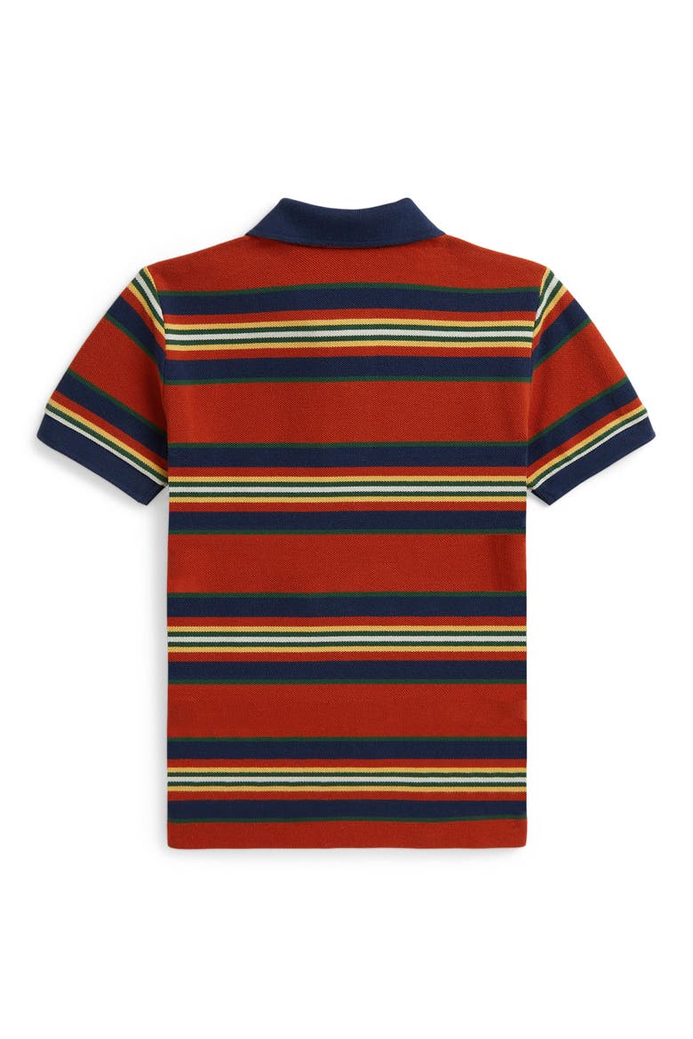 Kids' Stripe Cotton Mesh Polo, Alternate, color, VARSITY ORANGE MULTI