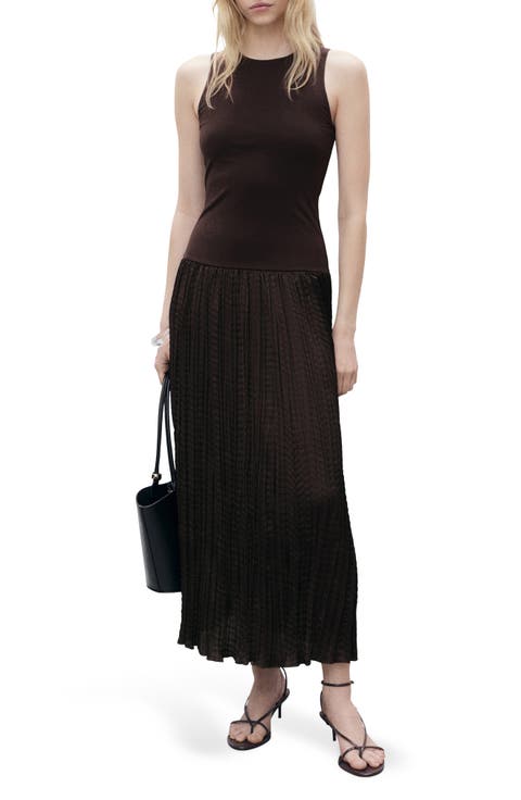 Mixed Media Sleeveless Dress (Regular & Plus)