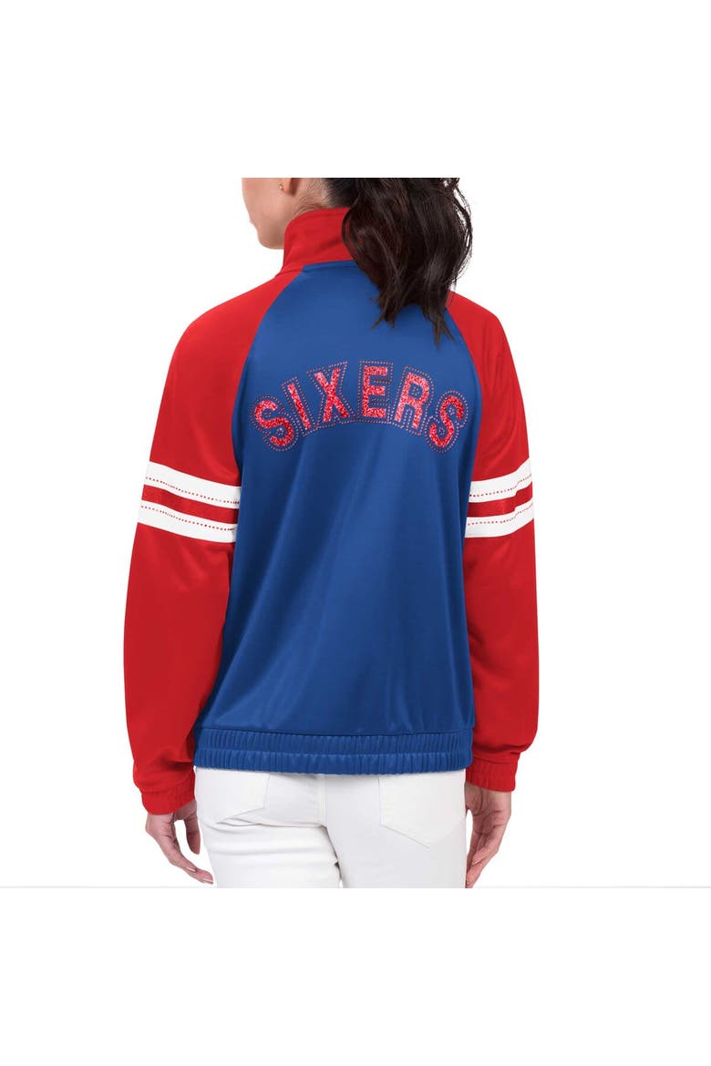 Women's G-III 4Her by Carl Banks Royal Philadelphia 76ers Main Player Raglan Rhinestone Full-Zip Track Jacket, Alternate, color, Royal