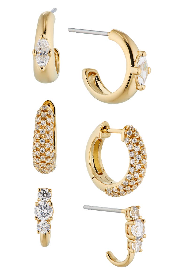 Cleo Set of 3 Hoop Earrings, Main, color, GOLD