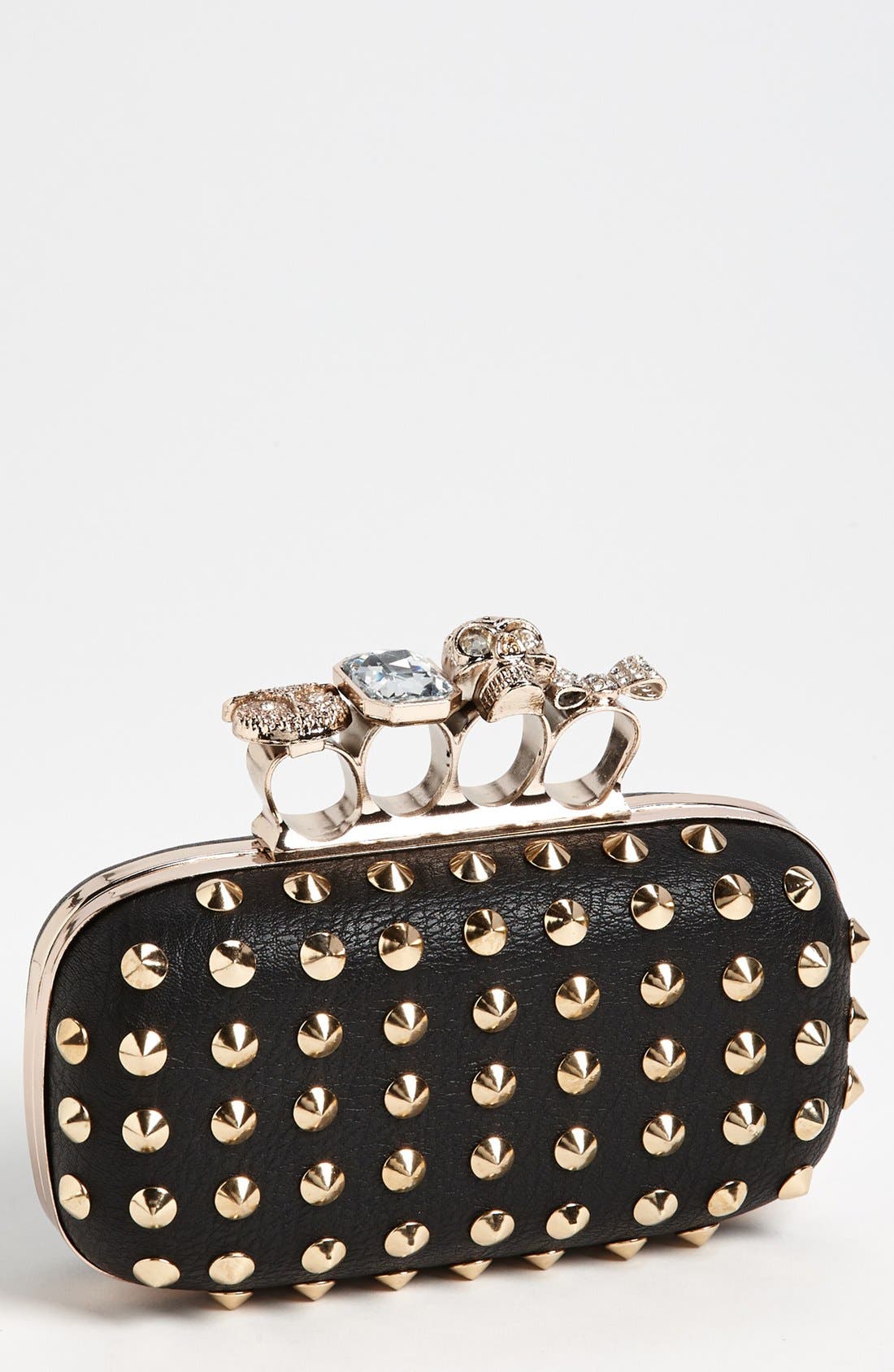 NATASHA Tasha 'Finger' Studded Clutch, Main, color, 