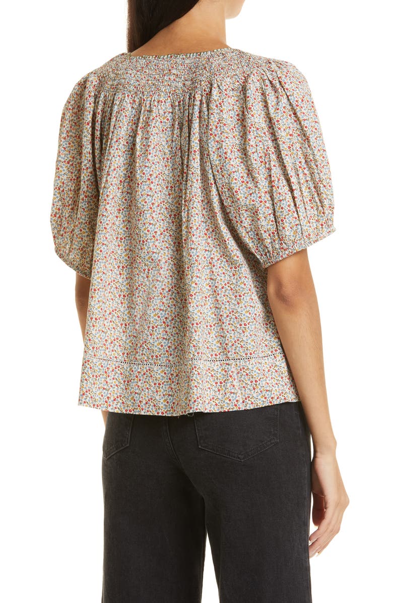 THE GREAT. The Honey Floral Cotton Blouse, Alternate, color,