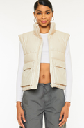 KanCan Frida Cropped Faux Leather Puffer Vest
