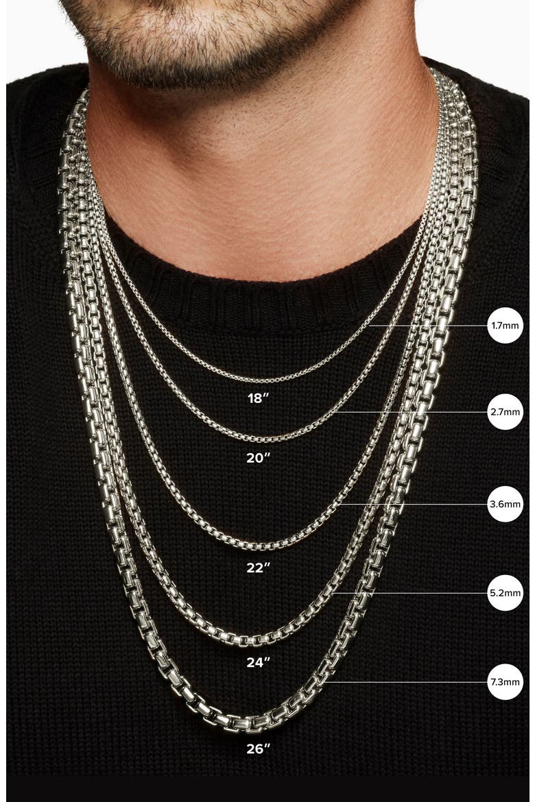 Men's Box Chain Necklace in Grey Titanium, 2.7mm, Alternate, color, TITANIUM/ SILVER