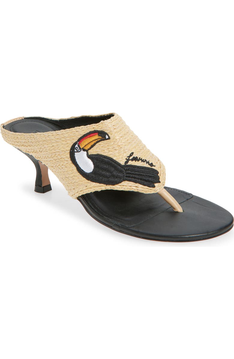FARM Rio Icons Raffia Kitten Heel Slide Sandal, Main, color, Tucan Black