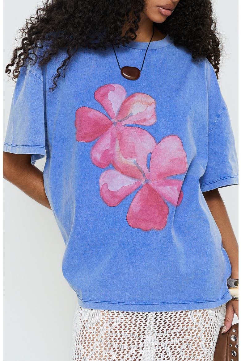 Watercolour Daydream Graphic Oversized T-Shirt, Main, color, WASHED BLUE