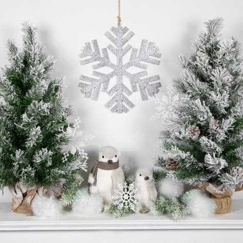 Northlight Sisal Penguin With Scarf Christmas Figure In White